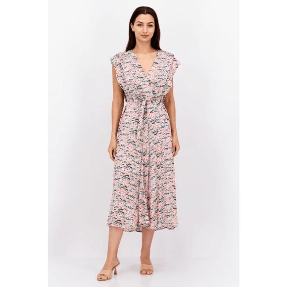 Scotch & Soda Dresses & Skirts - Scotch & Soda Amsterdam Pink Printed Belted Midi Dress Women's Size Large